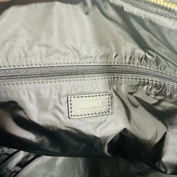 VERSACE La Medusa Nylon Leather Straps Black Tote Shoulder Bag NWT $1,290 - Picture 8 of 10